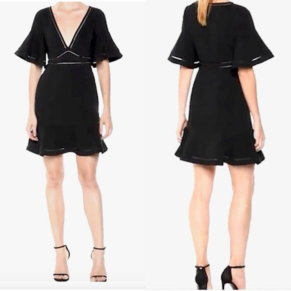 NWT Likely Black Messina Flutter Sleeve Mini Dress Sz 4 - Picture 1 of 12